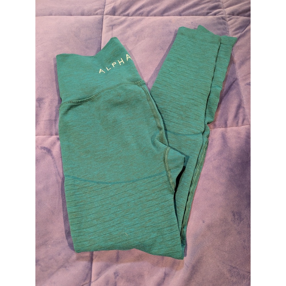 Alphalete Halo Seamless Leggings Womens Medium Teal Marled High Rise Activewear